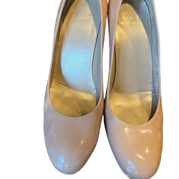 Authentic Stuart Weitzman Platswoon Pump Adobe Aniline Round Toe Nude wPlatform - Picture 3 of 8